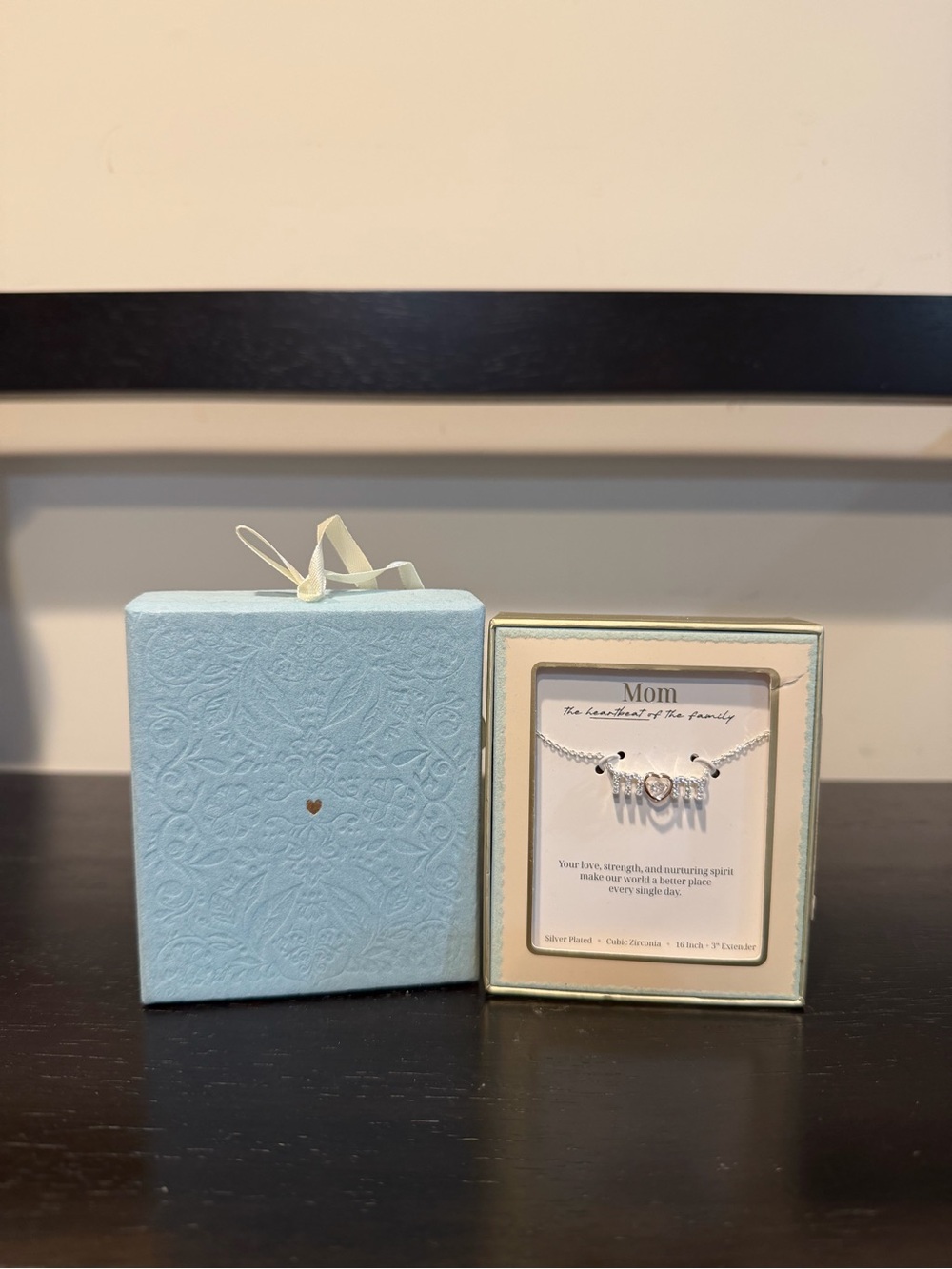 Target Silver-Plated 'Mom' Heart Necklace with Clear Stones - Picture 2 of 3